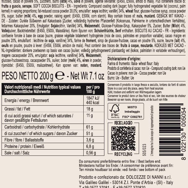 Le Dolcezze di Nanni - Wholesale Cookie - 505 Morbiducci with cacao, soft biscuits made in Italy3