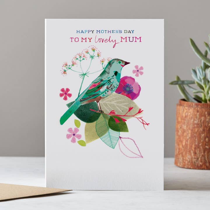 Muttertags-Grußkarte für Mama mit grünem Vogel für den Großhandel von I Drew This