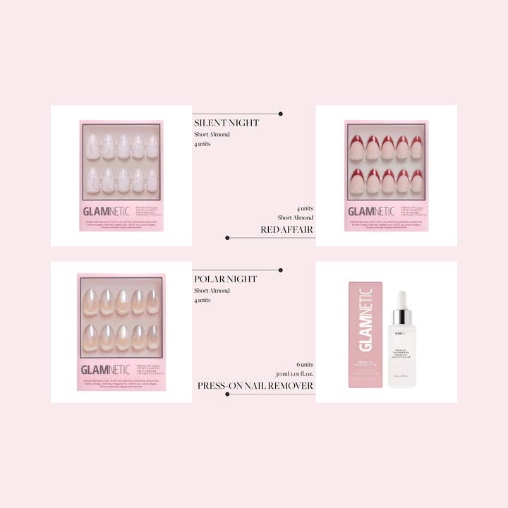 Glamnetic - Vente Faux ongles/vernis en patch - Ensemble de Fêtes Éblouissantes | Lot de Faux Ongles avec Présentoir3