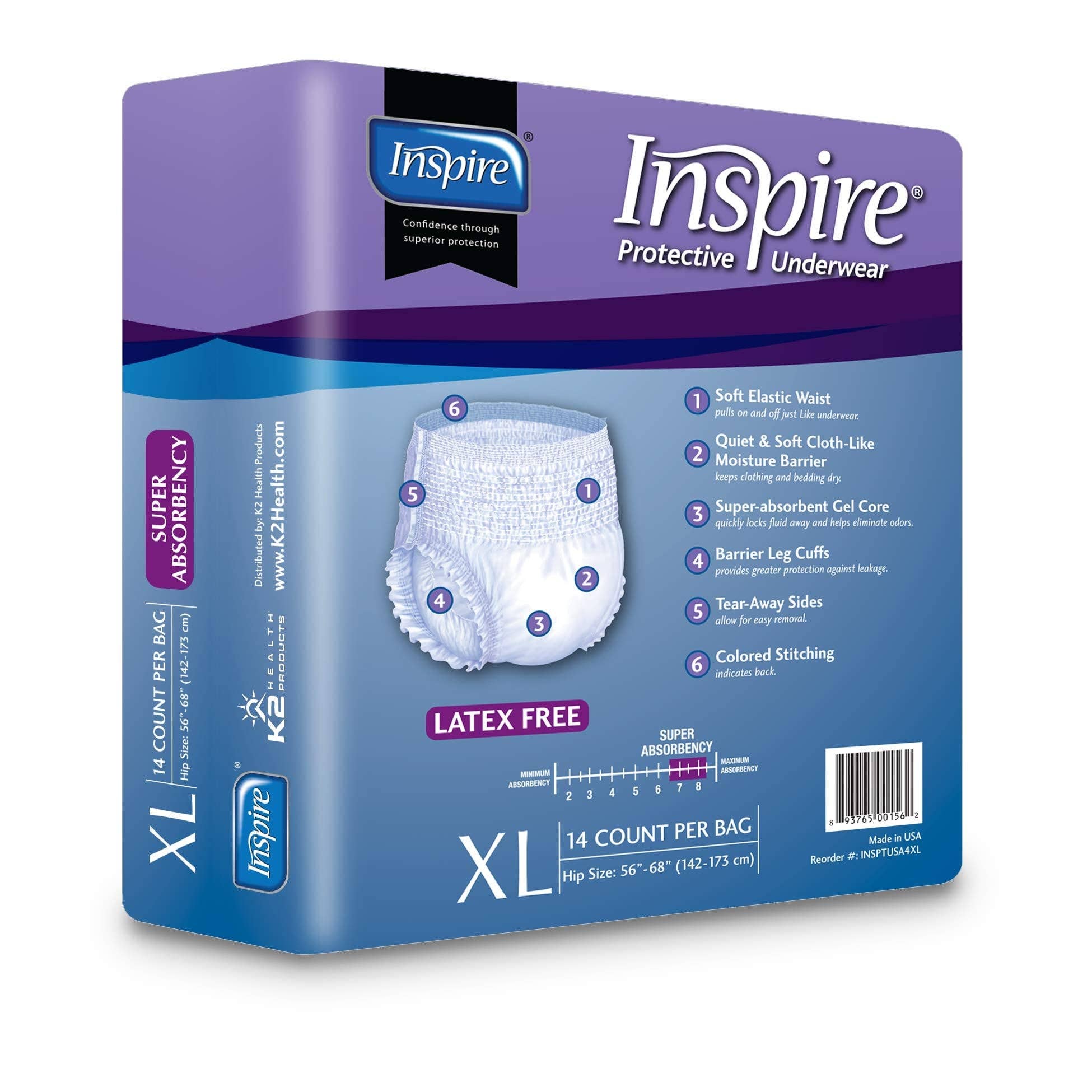 Inspire - Wholesale Underwear - Women's - Inspire Adult  Diaper incontinence underwear Extra Large (pack of 56)1