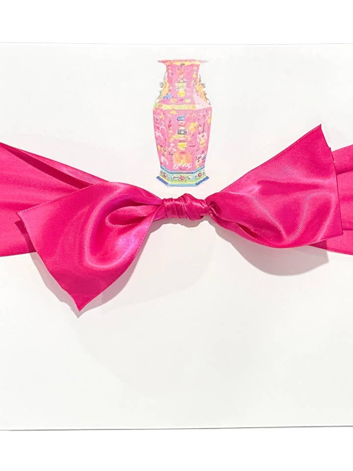 Valentine's Chinoiserie Pink Vase Fine Writing Paper for wholesale by The French Bee & Co