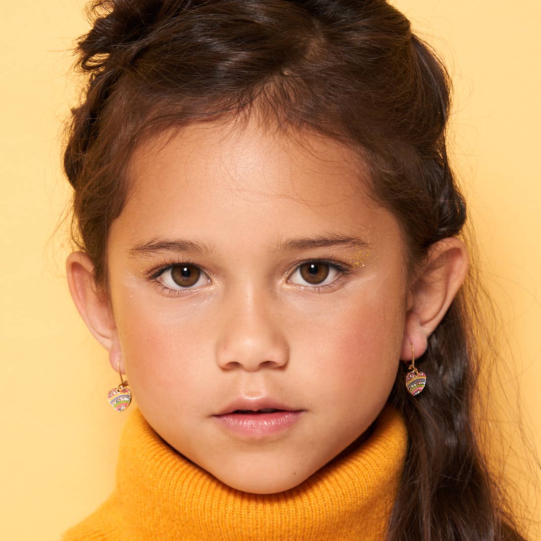 Girl Nation | Kids Jewelry | Easter Gifts - Wholesale Dangle Earrings - Crystal Rainbow Heart | Leverback Dangle Earrings1