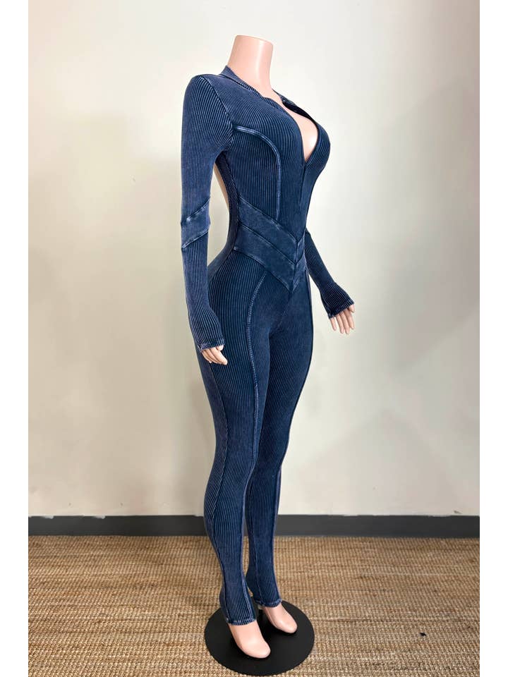 Dalia Studio - Vente Combinaison – femme - COMBINAISON DOS OUVERT À CHEVRON LAVAGE MINÉRAL7