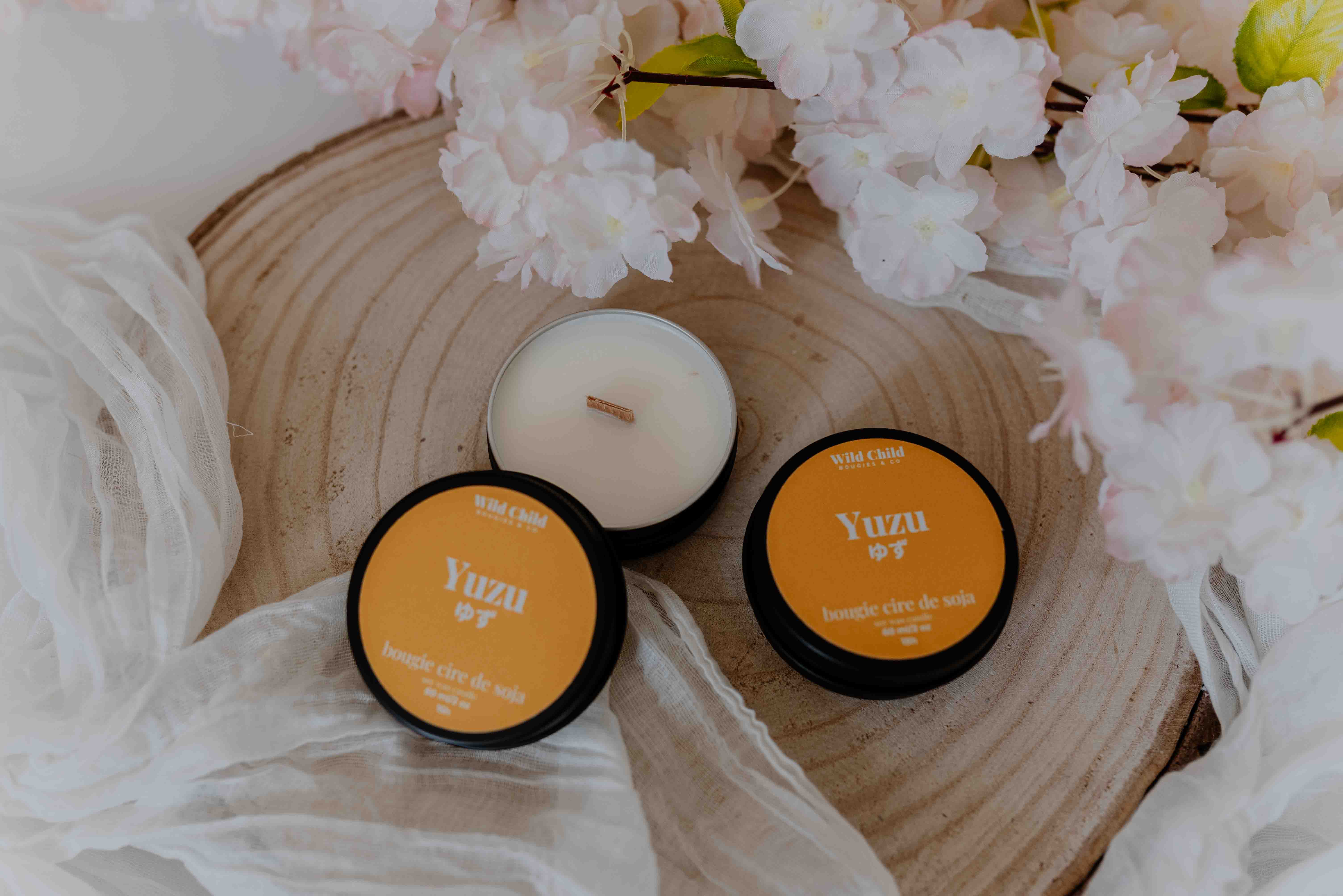 WILD CHILD Bougies & Co - Wholesale Jar/Filled Candle - “Yuzu” - Natural scented candle - 12h2