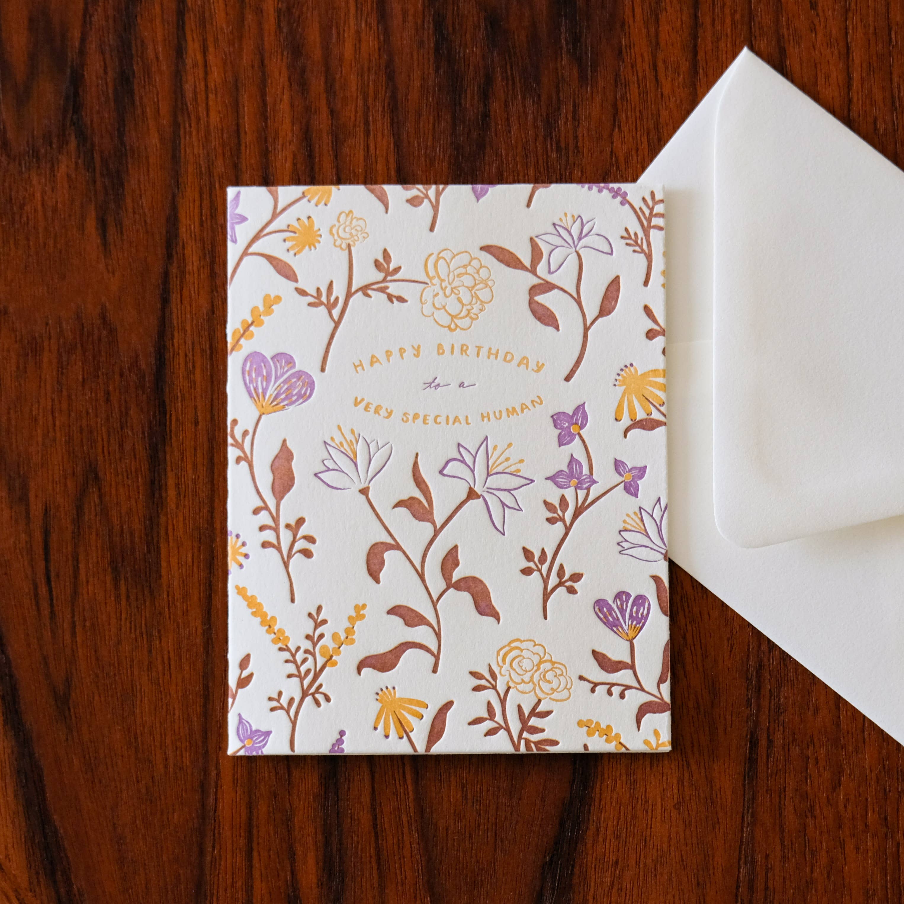 Homework Letterpress Studio - Wholesale Birthday Card - Special Human Birthday | Floral | Letterpress Card2