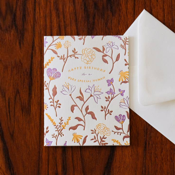 Homework Letterpress Studio - Wholesale Birthday Card - Special Human Birthday | Floral | Letterpress Card2