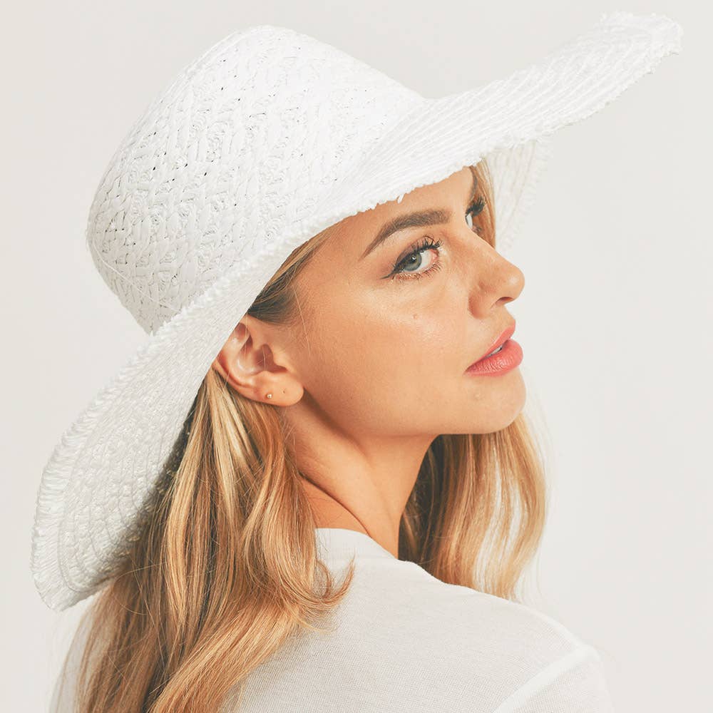 Sensibling Corp. - Wholesale Straw Hat - Women's - Trim Detailed Solid Straw Sun Hat
26