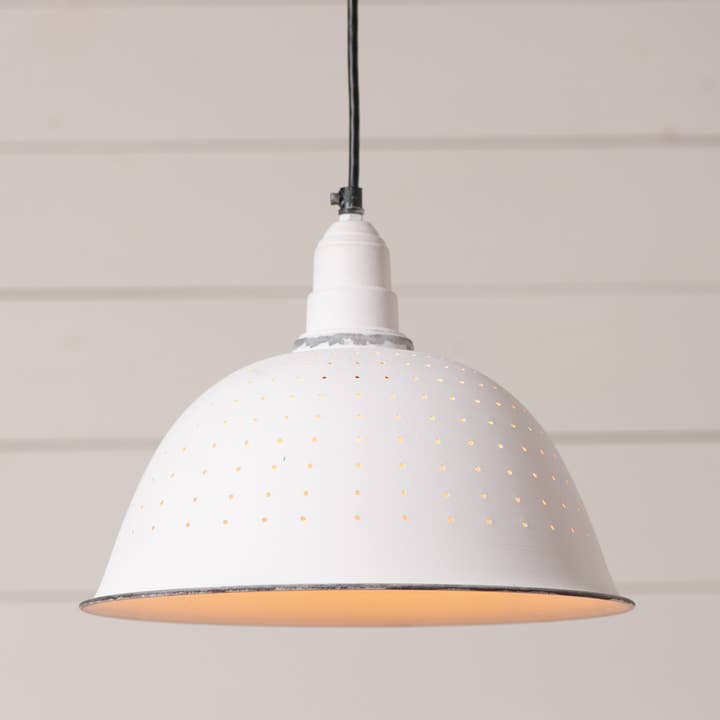 Irvin's Tinware - Wholesale Chandelier/Hanging Light - Colander Pendant Light in Rustic White