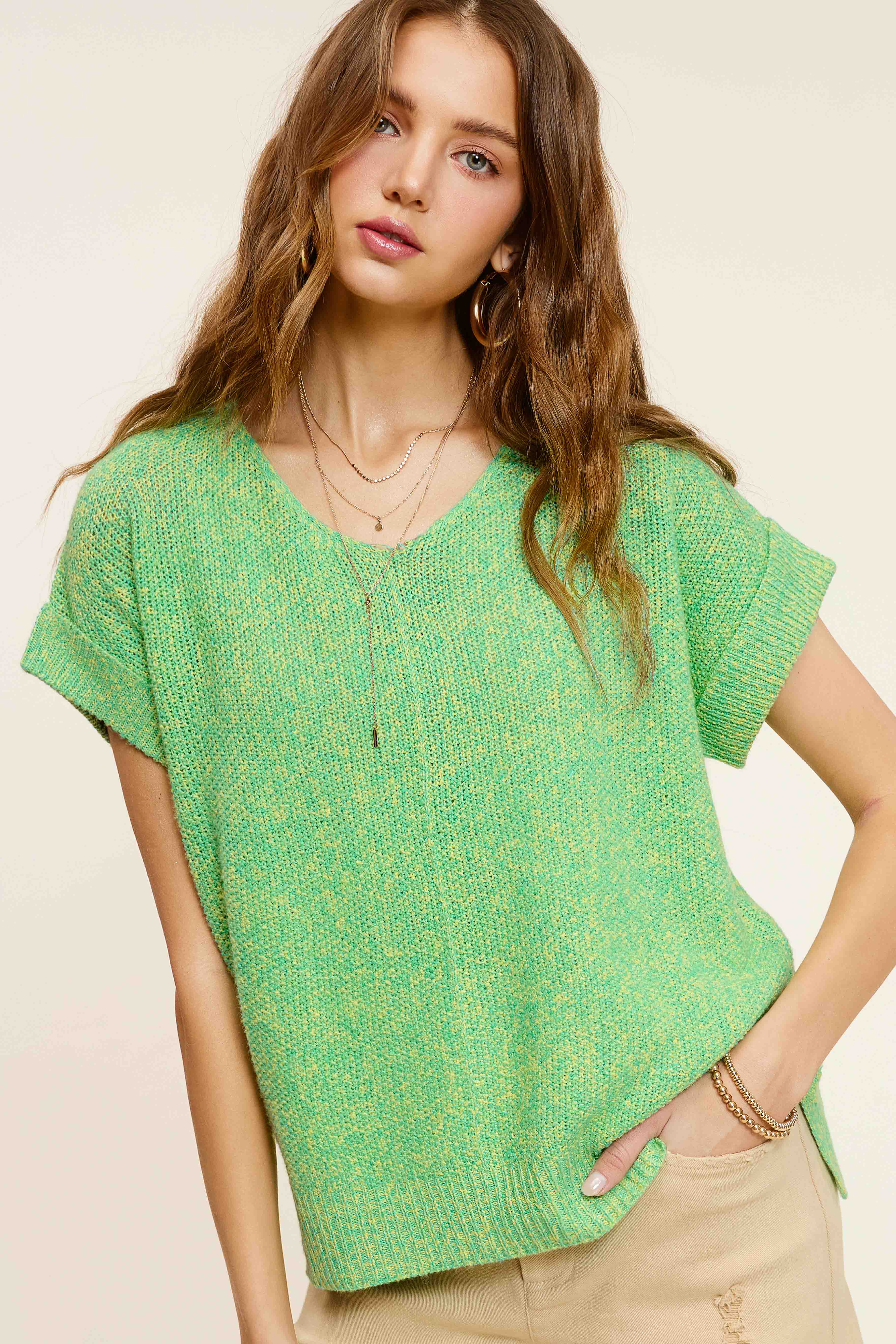 La Miel - Wholesale Knit Sweater - Women's - MCS3580-Soft Lightweight Loose Fit Textured Pullover Sweater14