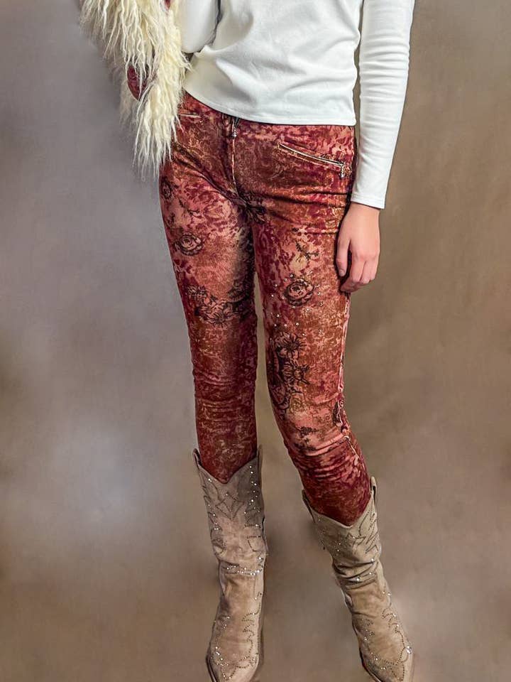 Boho, Tryckt babycordbyxa i skinny modell för wholesale av Dee Izmail