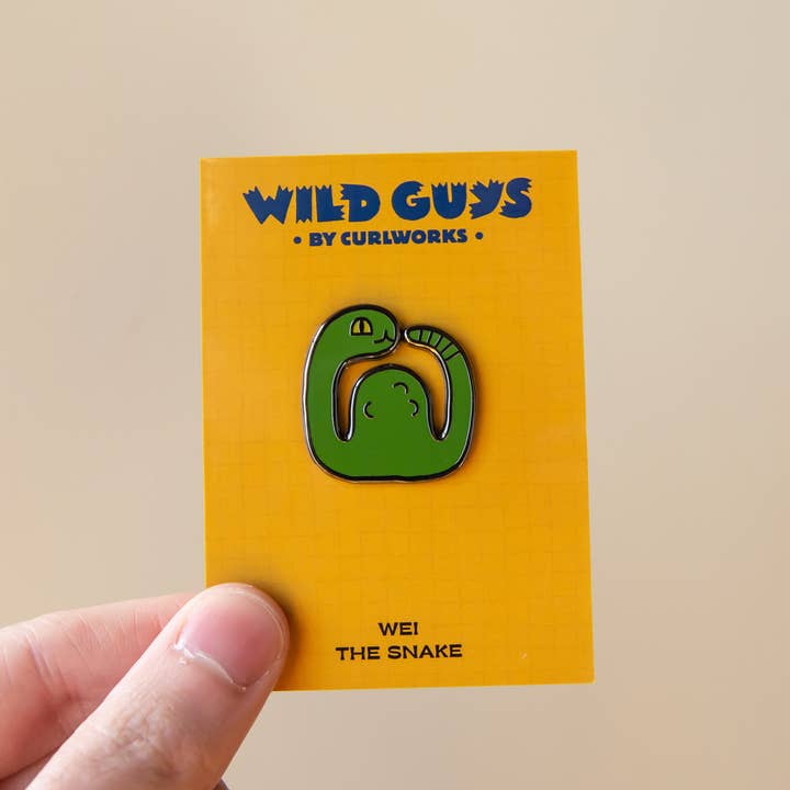 Curlworks - Wholesale Lapel Pin/Button - Wei the Snake - Wild Guys Enamel Pin