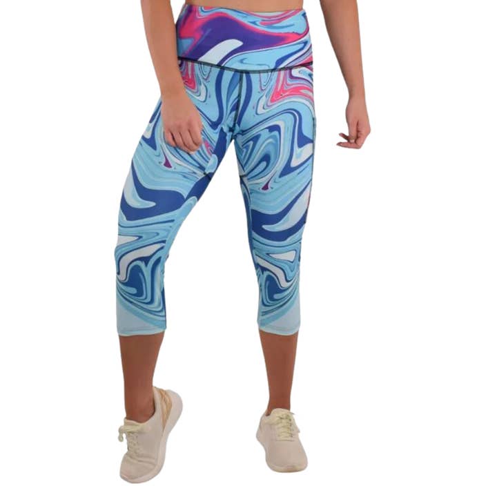 Läckagesäkra beskurna leggings - Aqua för wholesale av Moxie Fitness Apparel
