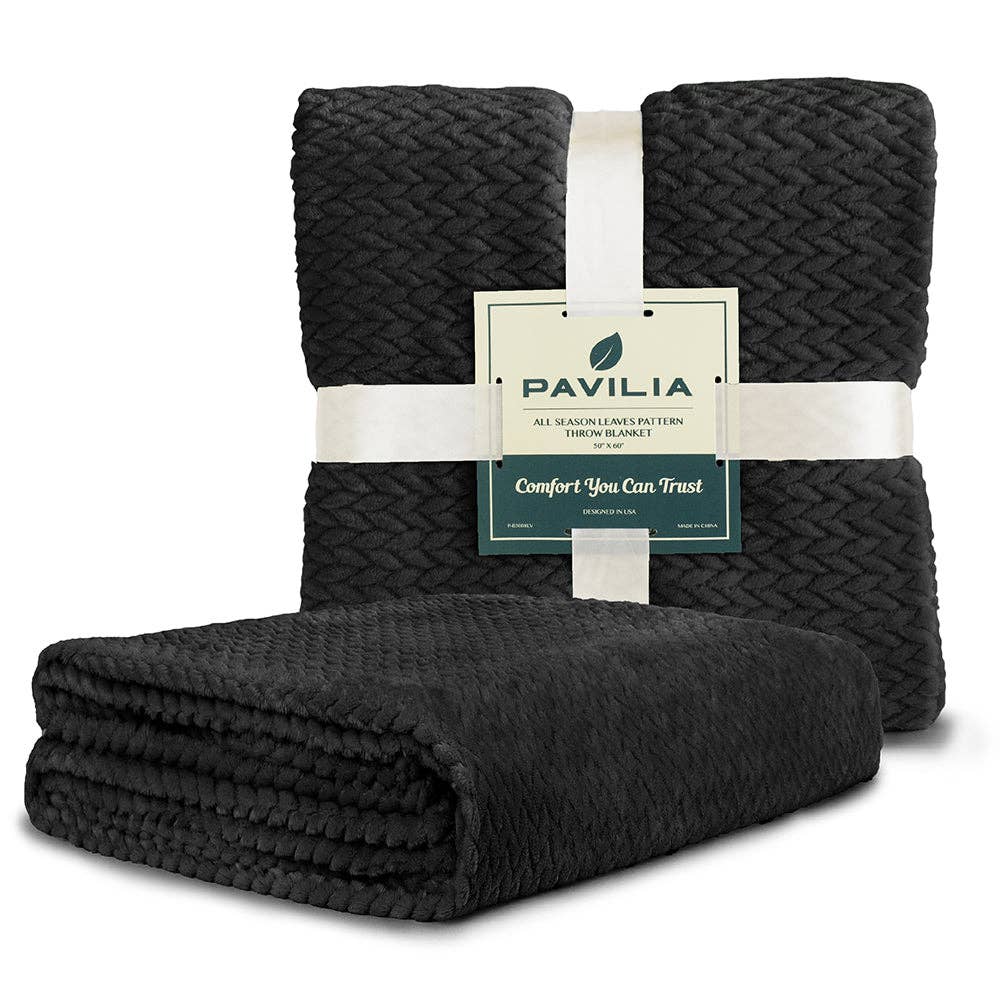 Pavilia – Manta para sofá por atacado – Cobertor de fleece texturizado com estampa de folhas102