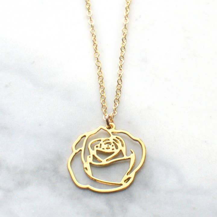 Collana con fiore della nascita di giugno, rosa. per la vendita all'ingrosso da parte di Brevity.