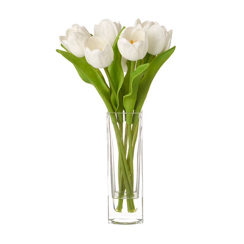 Heaven Sends – wholesale Artificial flowers – WHITE OPEN TULIP STEMS IN VASE0