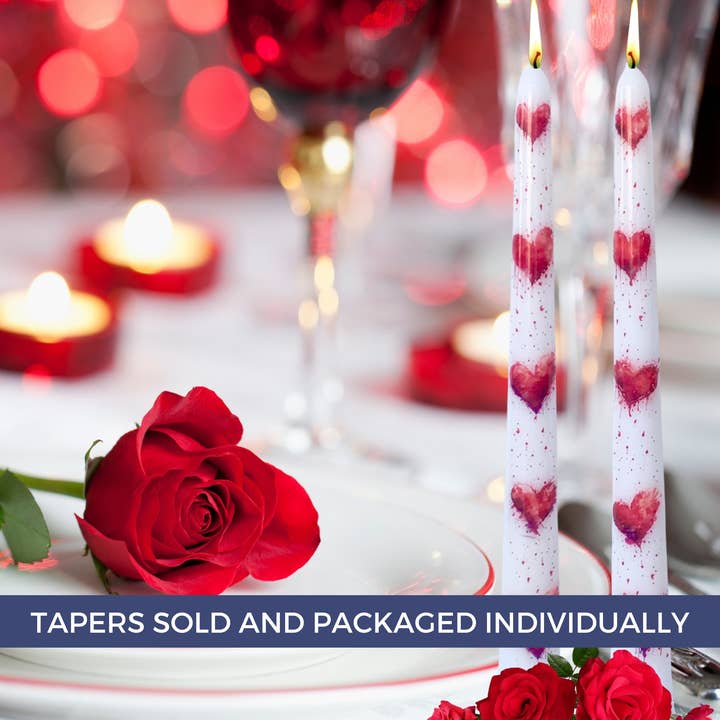 Designs by Michaela - Wholesale Tapered Candle/Candlestick - Valentine Red Hearts Love Taper Candle