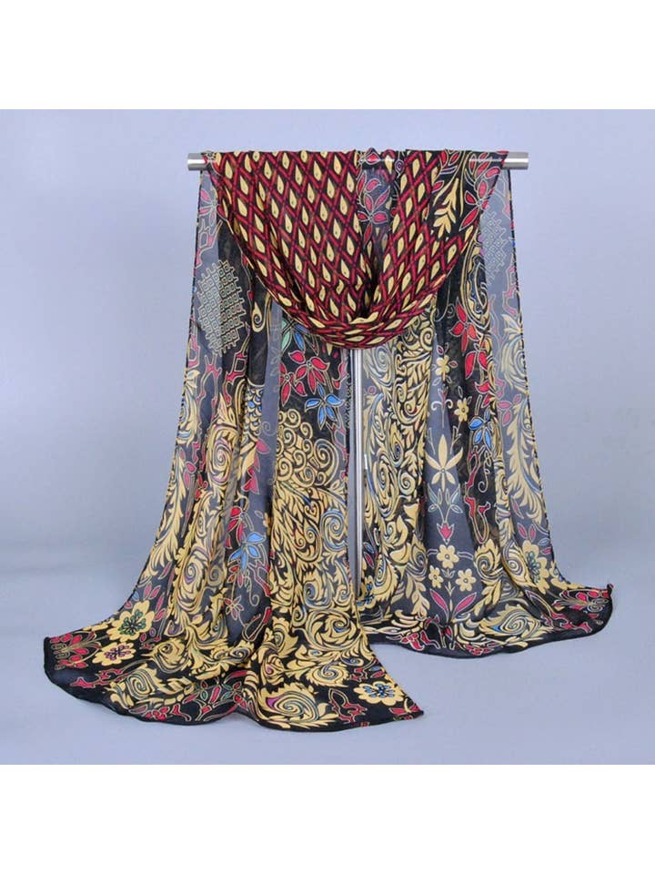 Scarvii – Ornate Contrast Pattern Spring Fall Scarf for wholesale by Funkyrel® Atzbranding Limited