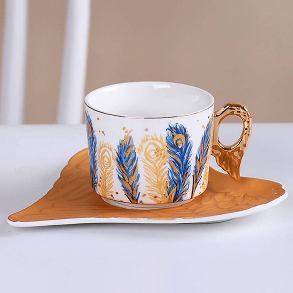 Sensibling Corp. – Großhandel Tee-/Kaffeetasse – Teetasse mit Untertasse und Untertasse aus Keramik mit Feather Angel Wings
1