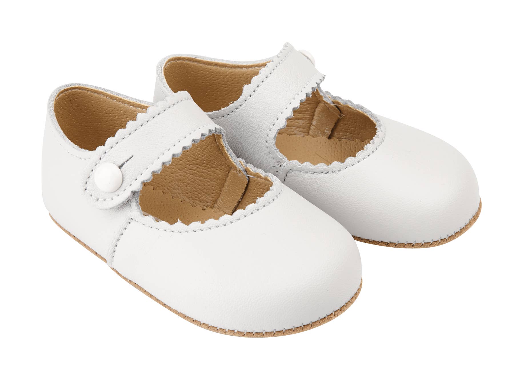 Early Days & Baypods – wholesale Cot shoes – Baby – Emma Early Days leather bar shoe, button fastening0