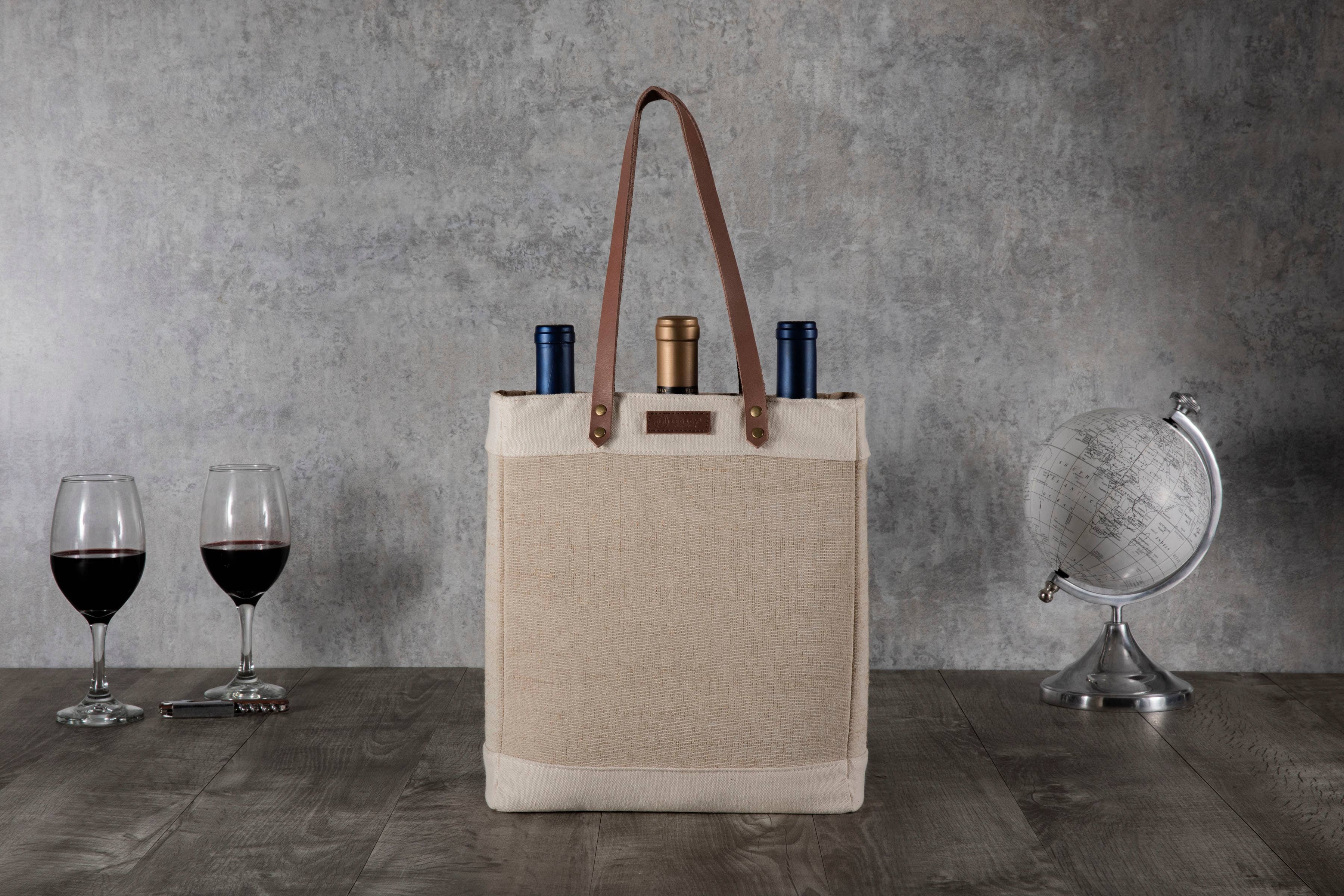 Beige Pinot Jute 3 Bottle Insulated Wine Bag for wholesale on Faire7