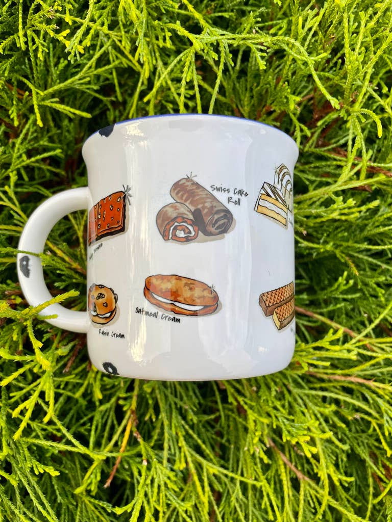 Sweetgum Studio - Wholesale Coffee Mug - Stoneware Distressed Mug with Blue Trim 14 oz.21