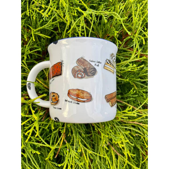 Sweetgum Studio - Wholesale Coffee Mug - Stoneware Distressed Mug with Blue Trim 14 oz.21