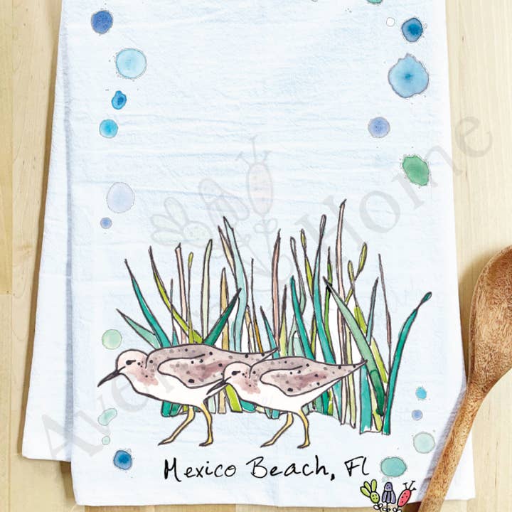 Avery's Home - Wholesale Tea Towel - Sandpipers with Beach Grass Bird Customizable Tea Towel5