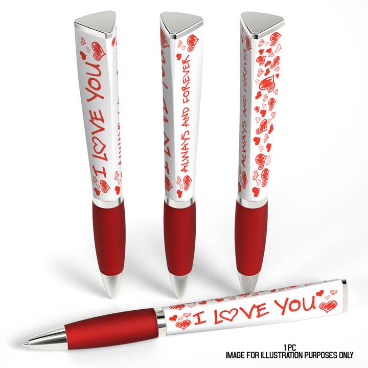 Stylo à bille coloré à 3 faces I Love You Black Medium pour la vente par GMG Works