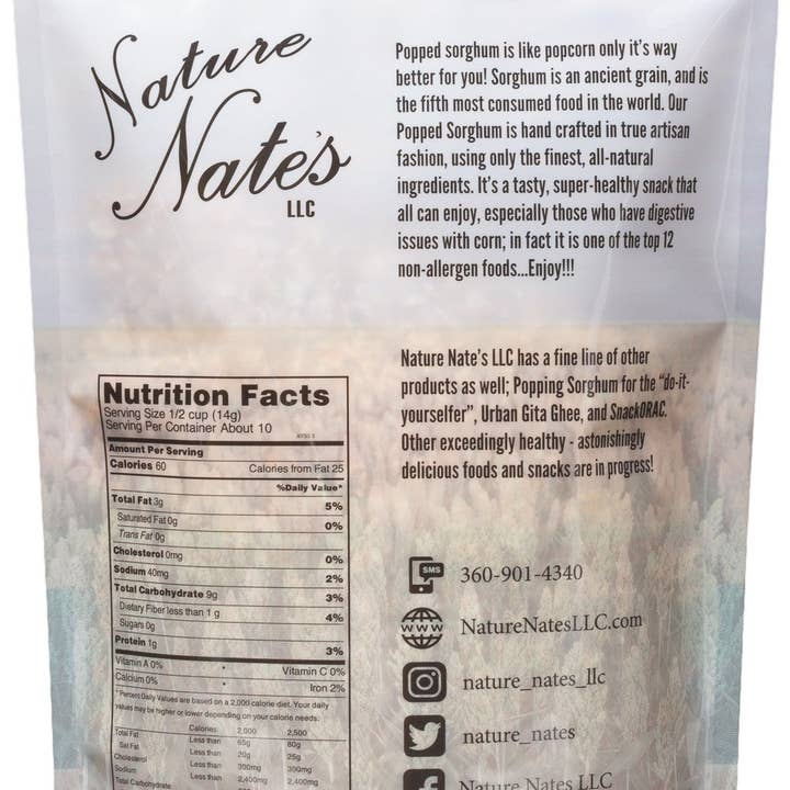 Nature Nate's LLC - Wholesale Popcorn - Popped Sorghum Avocado Oil & Sea Salt