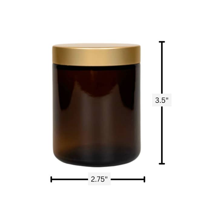 The Bottle Shoppe - Wholesale Jar - 8oz Amber Glass Jar with Brushed Gold Lid 1
