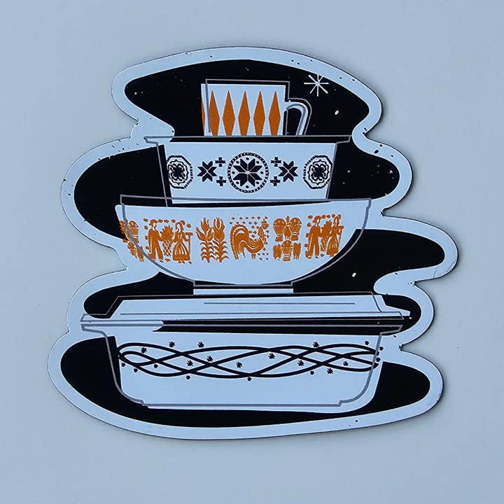 Pyrex Magnet - Barbed Wire Bowl Stack for wholesale by JoRetro