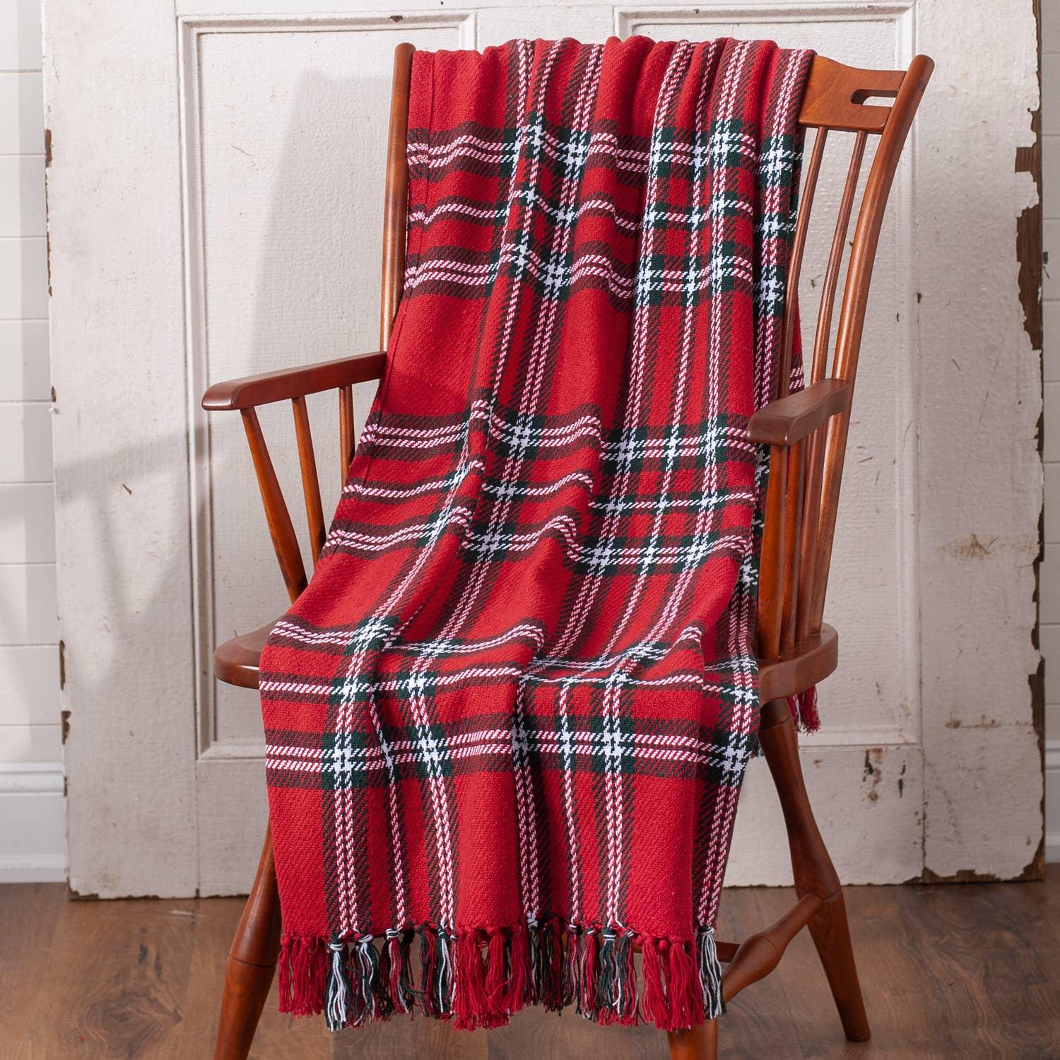 Irvin's Tinware - Vente Plaids - Plaid à carreaux rouge, Hunter et blanc0