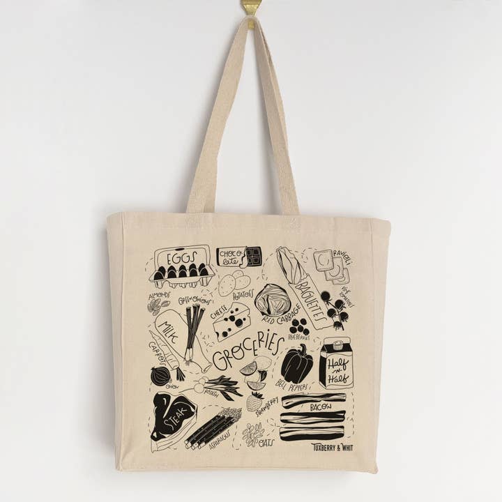 Grocery Themed Canvas Tote for wholesale by Tuxberry & Whit
