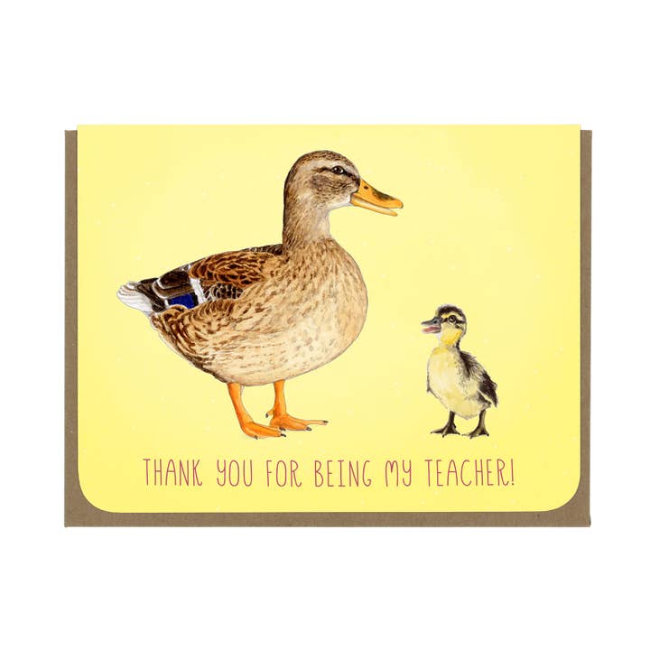 Teacher Appreciation - Thank You Duckling - Greeting Card for wholesale by Amy Rose Moore Illustration