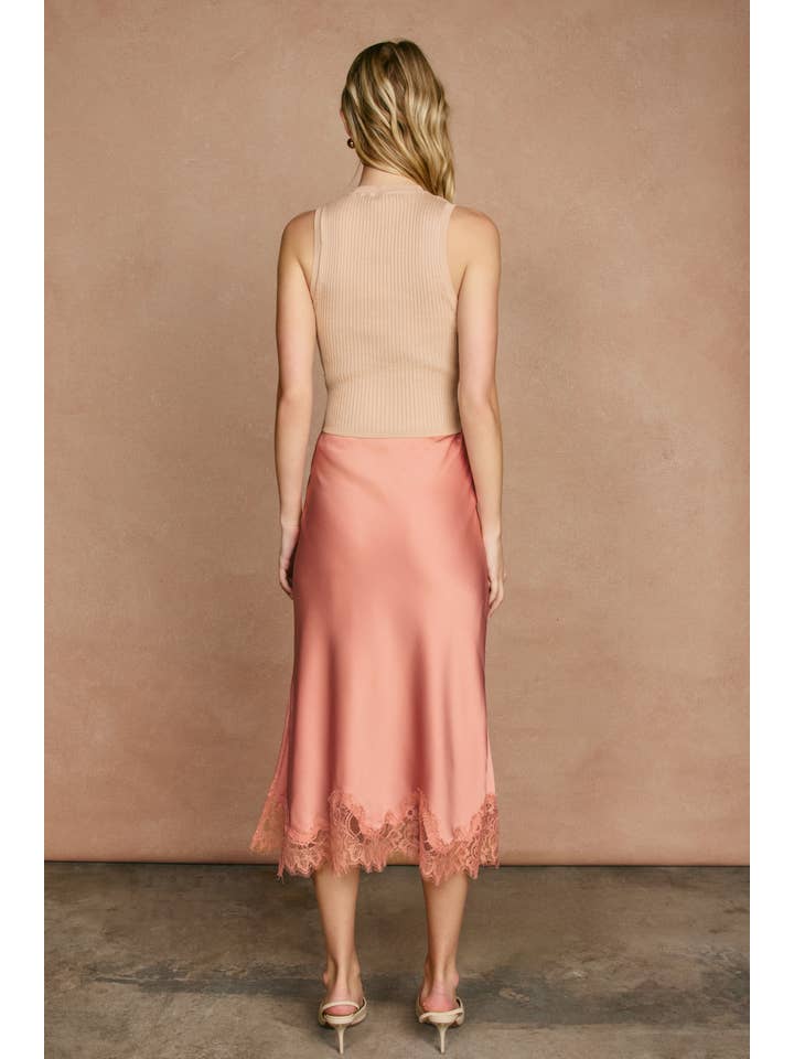 Dress Forum - Venta al por mayor Falda - Mujer - Falda lápiz de satén opaco con dobladillo de encaje (1)39