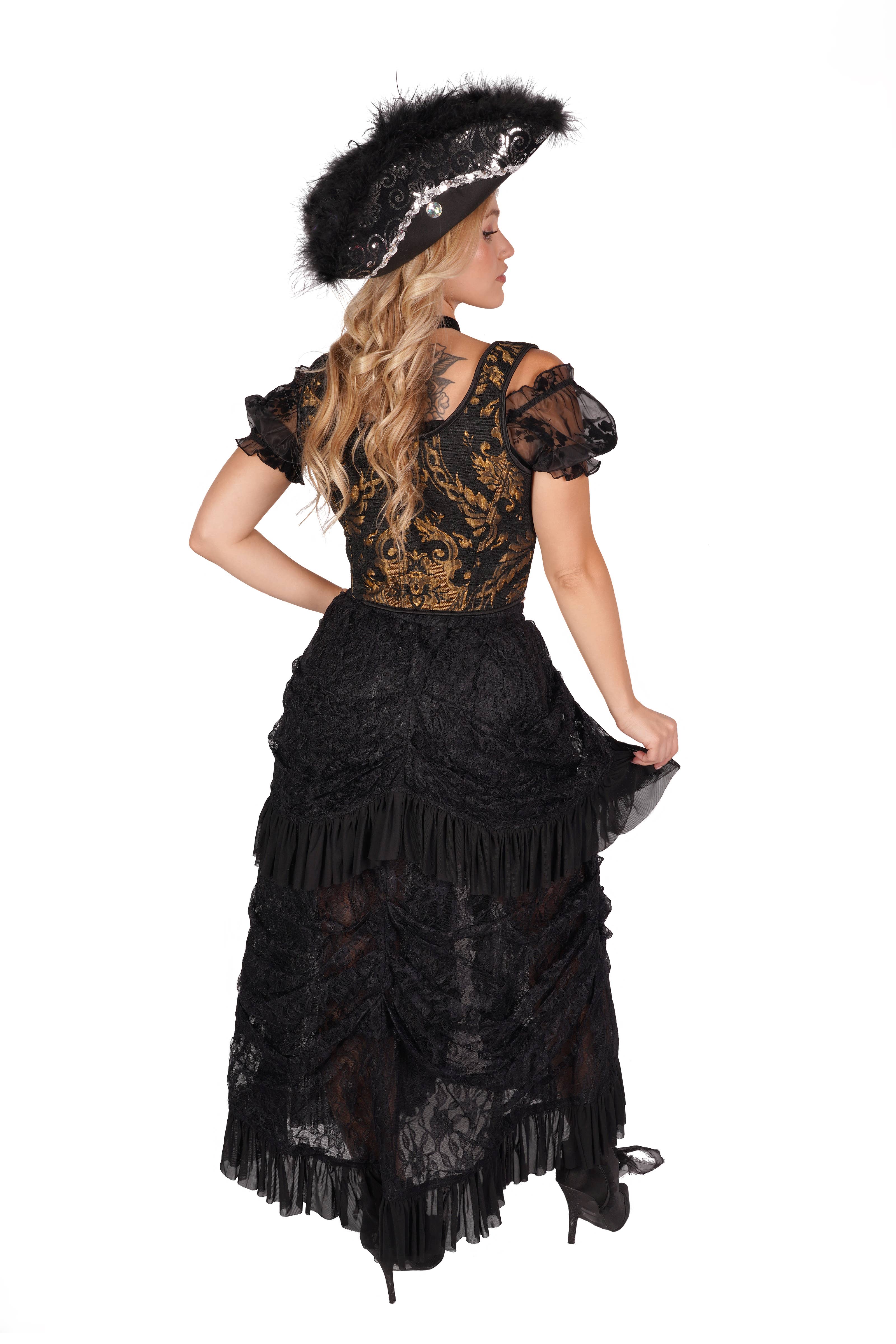 Western Fashion - Wholesale Corset - Women's - Choli Top Corset – Brocade Gold/Black1