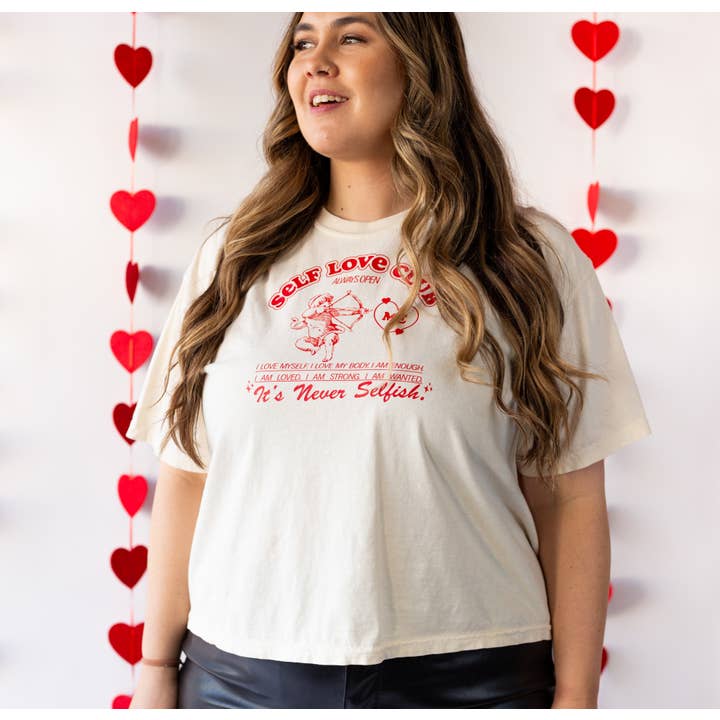 Self Love Club Cropped Tee for wholesale by Bag It Up Boutique