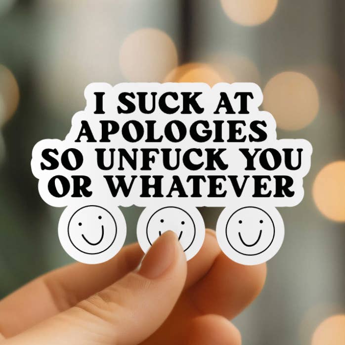 Grappige vinylsticker van I Suck At Apologies voor wholesale door Mystical Monkey Toes