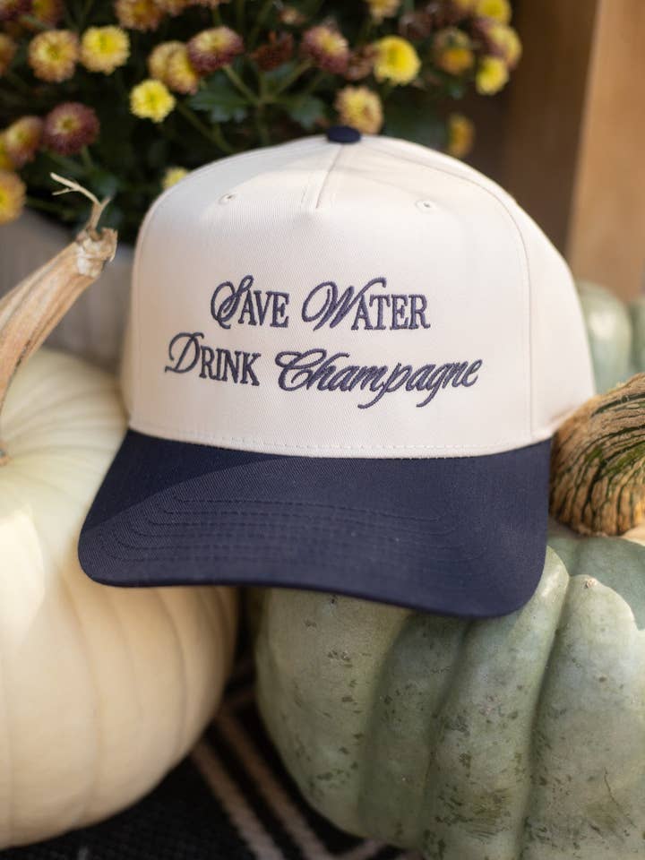SAVE WATER DRINK CHAMPAGNE HAT for wholesale by Hartland Goods