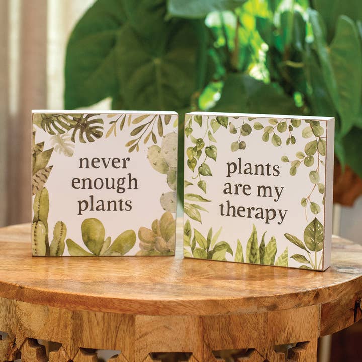 Col House Designs - Venta al por mayor Letreros - Cartel con forma de caja con las plantas son mi terapia, 2 colores surtidos1