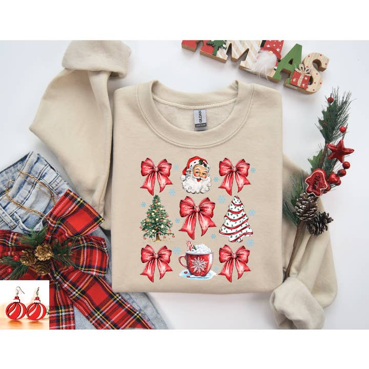 Southern Attitude Designs Inc - Vendita all'ingrosso Felpa stampata - Unisex - Fiocchi di Babbo Natale