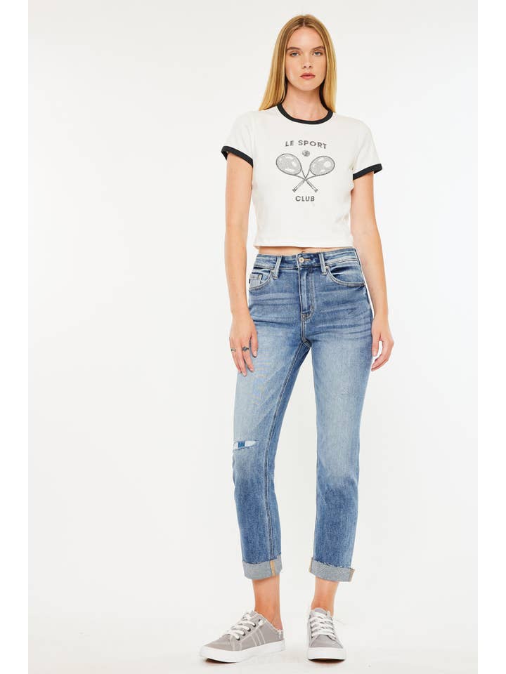 MEDIUM OPEN PACK HIGH RISE CUFFED SLIM STRAIGHT-KC9250M for wholesale on Faire