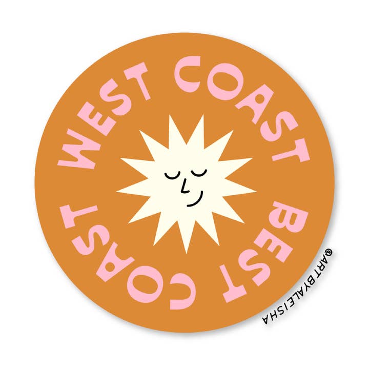 West Coast Best Coast Die Cut Sticker for wholesale by By Aleisha