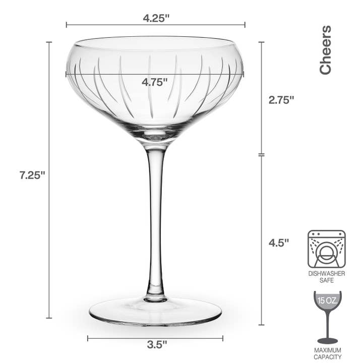Mikasa - Vente Verres à cocktail/alcool - Verre à cocktail Mikasa Cheers Coupe 15 oz, S4 NEW