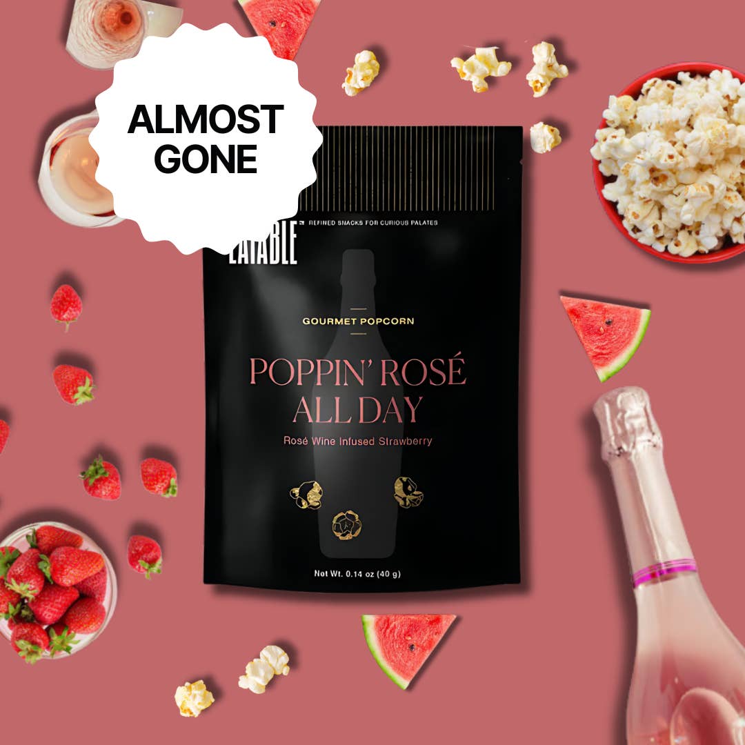 EATABLE Popcorn - Wholesale Popcorn - Mini Poppin' Rosé All Day 🍷 Gourmet Candied Popcorn