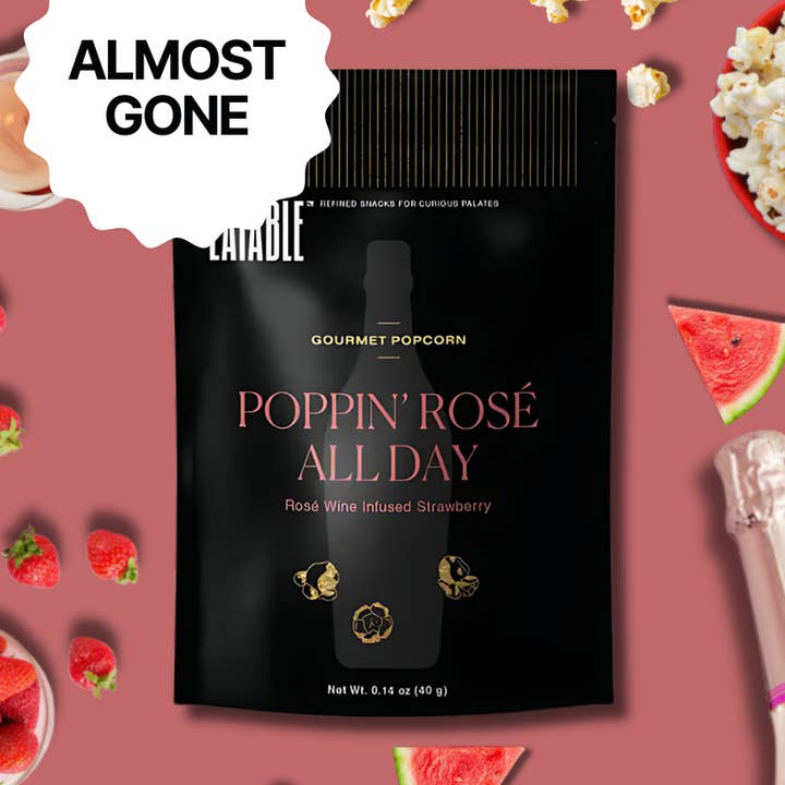 Mini Poppin' Rosé All Day 🍷 Gourmet Candied Popcorn for wholesale by EATABLE Popcorn