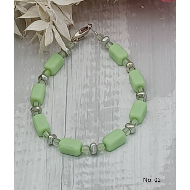 Pulseira de contas de vidro retangulares de 4mm - Nicole por atacado de perleperle