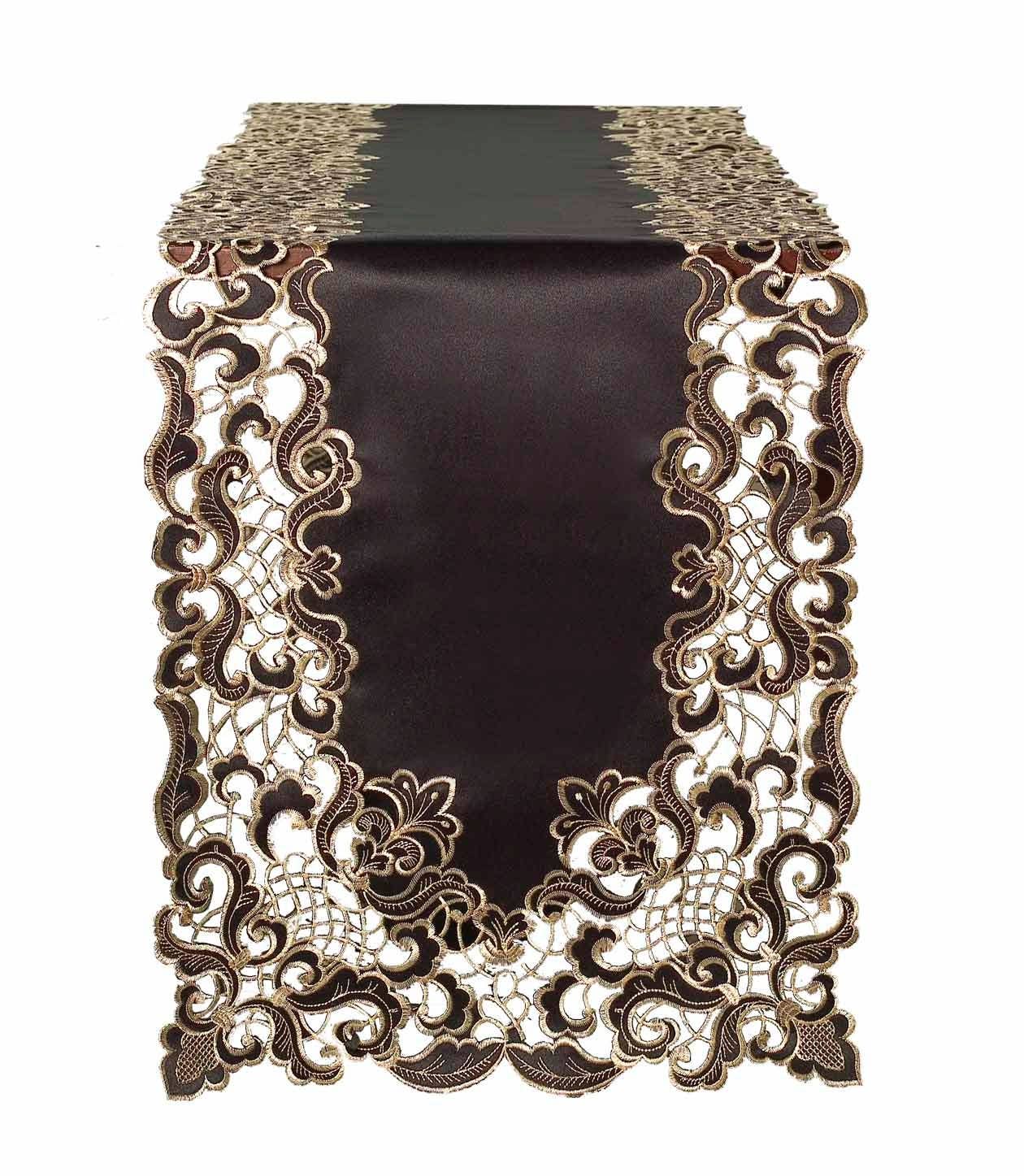 Decozen - Wholesale Tablecloth - Black Gold Table Linen Polyester Fabric2