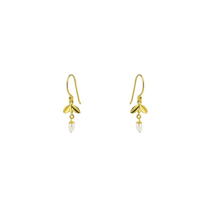 Collection Botanica - Feuilles dorées avec goutte de perles pour la vente par SITA