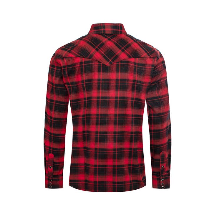 Rodeo Clothing - Wholesale Button Down Shirt - Men's - Men's Western Long Sleeve Flannel Shirts With Snap Buttons